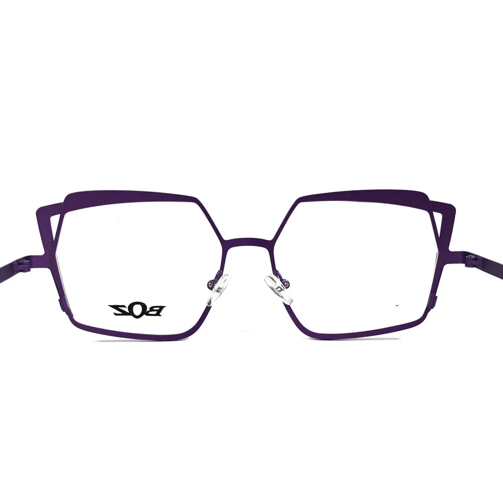 Boz Eyeglasses Frames OCTO 7530 Purple Red Matte Geometric Full Rim 53-16-140